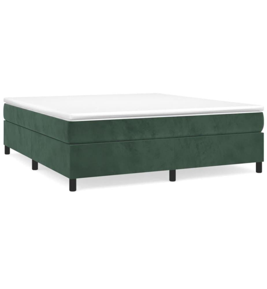 Lit à sommier tapissier et matelas Vert foncé 200x200cm Velours