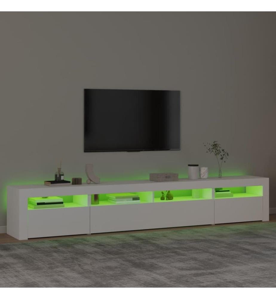 Meuble TV avec lumières LED Blanc 240x35x40 cm