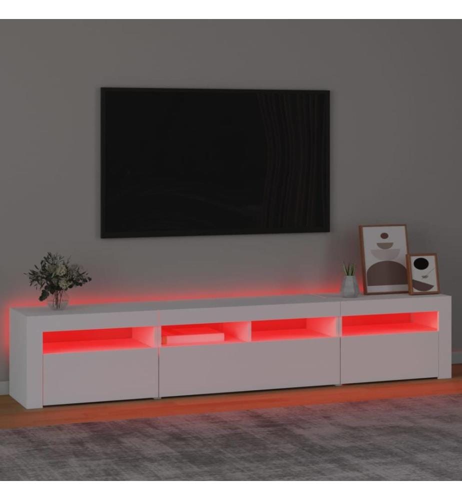 TV-Schrank mit LED-Leuchten Weiss 210x35x40 cm