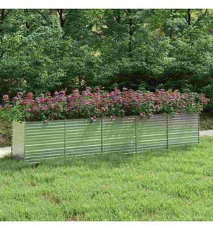 Garten-Hochbeet 400x80x77 cm Verzinkter Stahl Silber