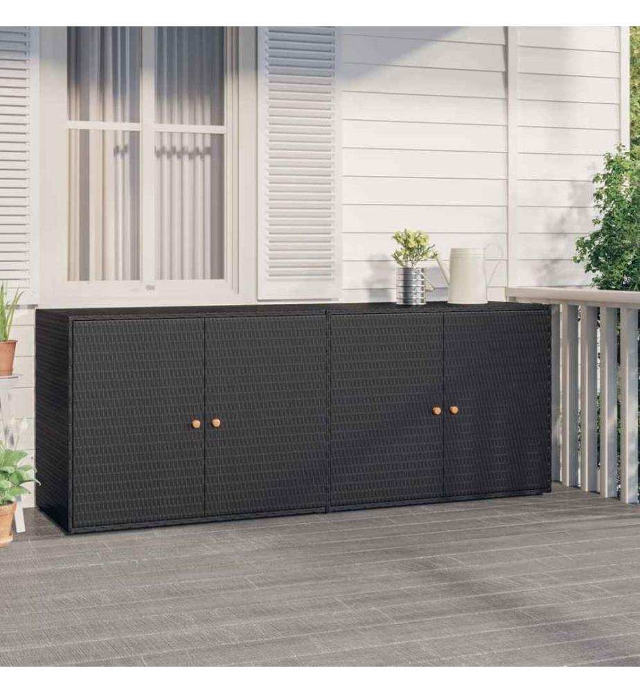 Gartenschrank Schwarz 198x55,5x80 cm Poly Rattan