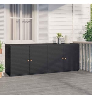 Gartenschrank Schwarz 198x55,5x80 cm Poly Rattan