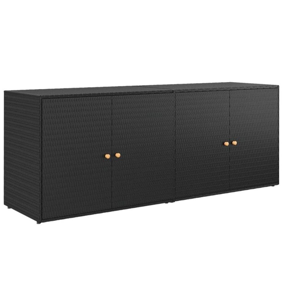 Gartenschrank Schwarz 198x55,5x80 cm Poly Rattan