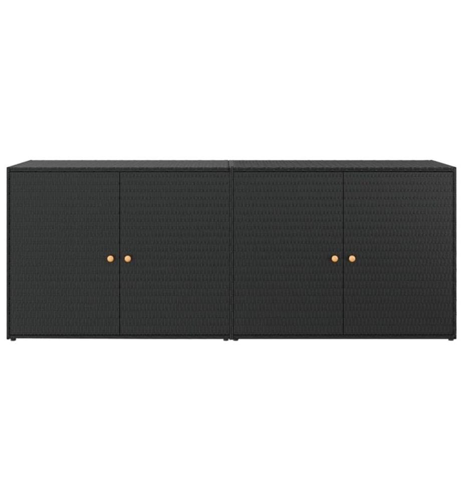 Gartenschrank Schwarz 198x55,5x80 cm Poly Rattan