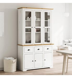 Highboard BODO Weiss Braun 115,5x43x200,5 cm Massivholz Kiefer