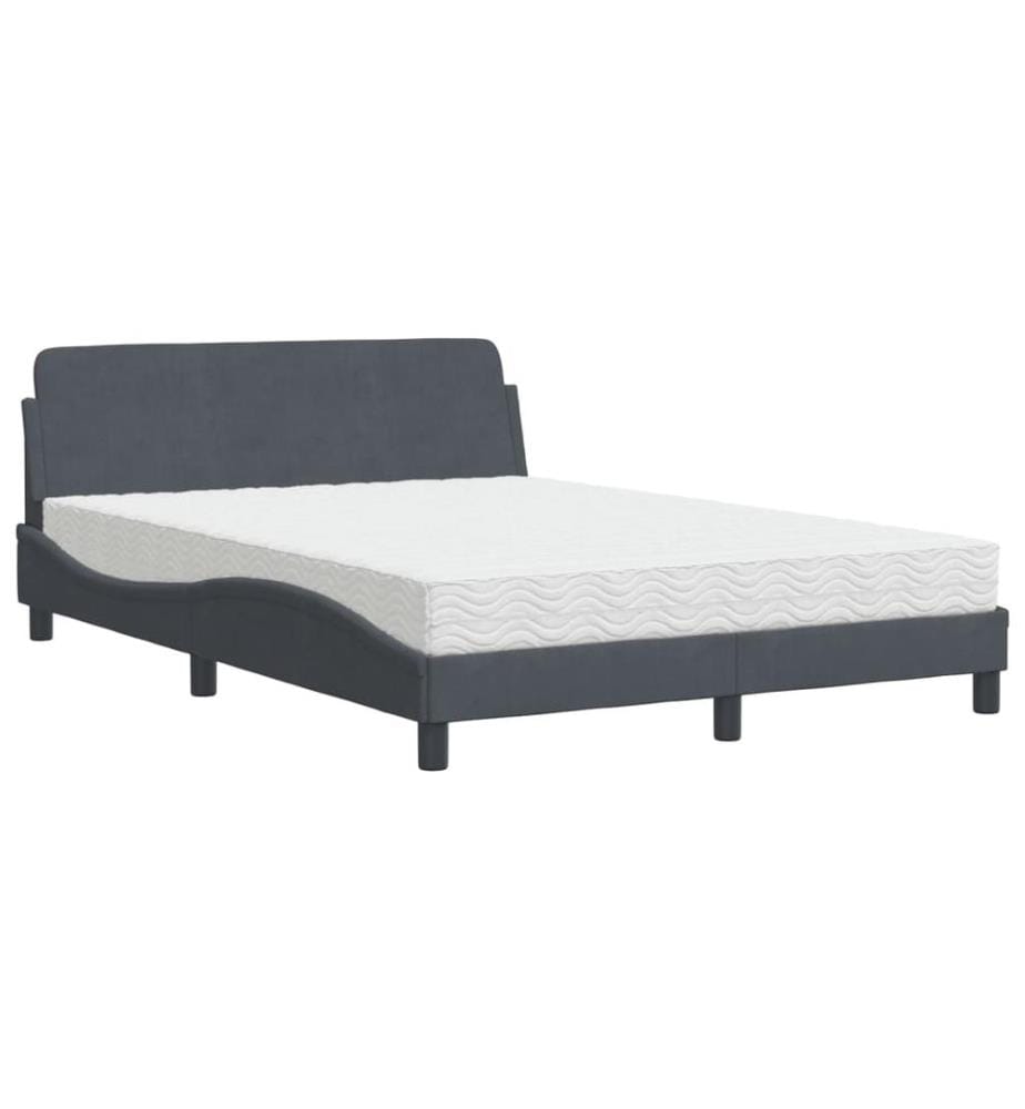 Bett mit Matratze "Dover" Dunkelgrau 140x190 cm Samt