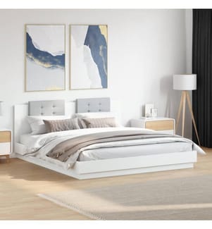 Cadre de lit avec LED sans matelas blanc 180x200 cm