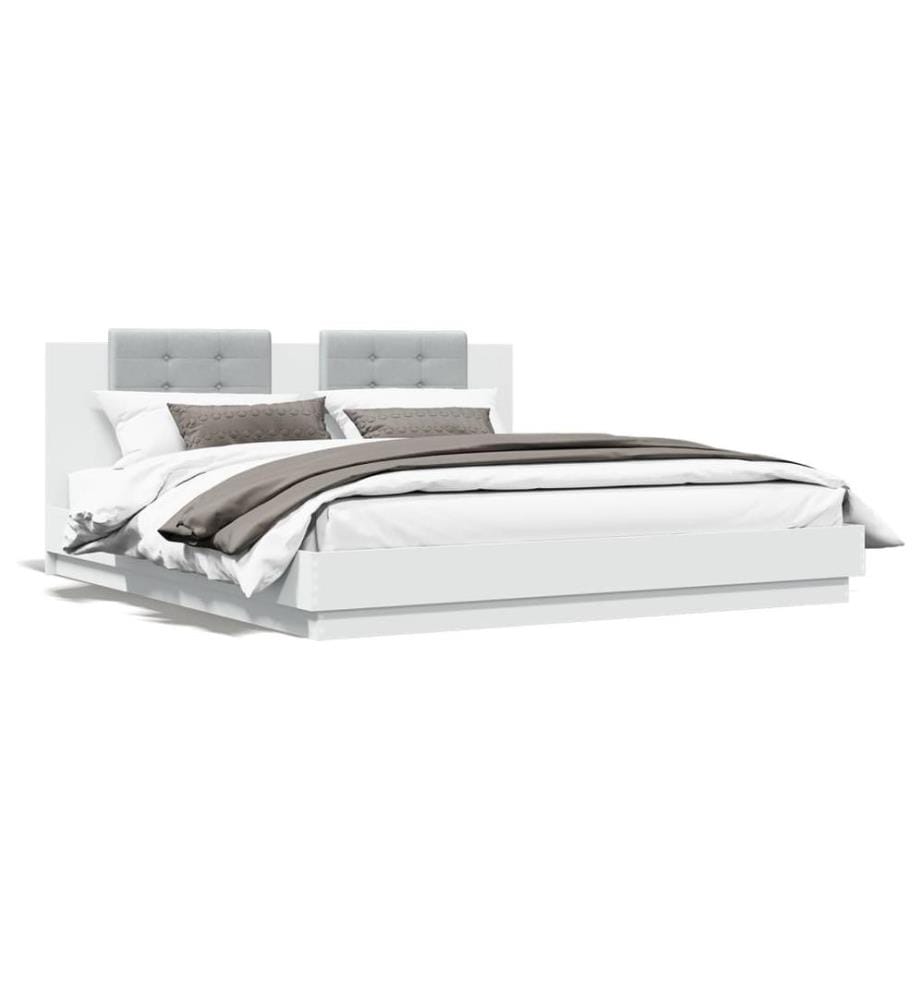 Cadre de lit avec LED sans matelas blanc 180x200 cm