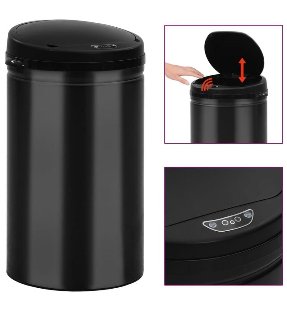 Automatischer Sensor-Mülleimer 40 L Kohlenstoffstahl Schwarz