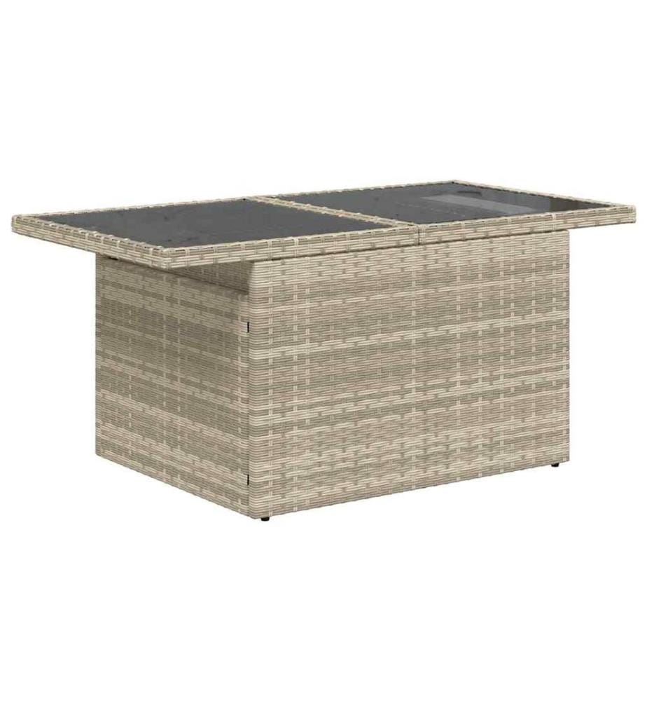 7-tlg. Garten-Sofagarnitur mit Kissen Hellgrau Poly Rattan