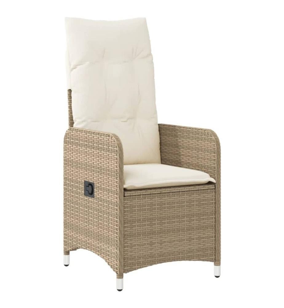 5-tlg. Garten-Bistro-Set mit Kissen Beige Poly Rattan
