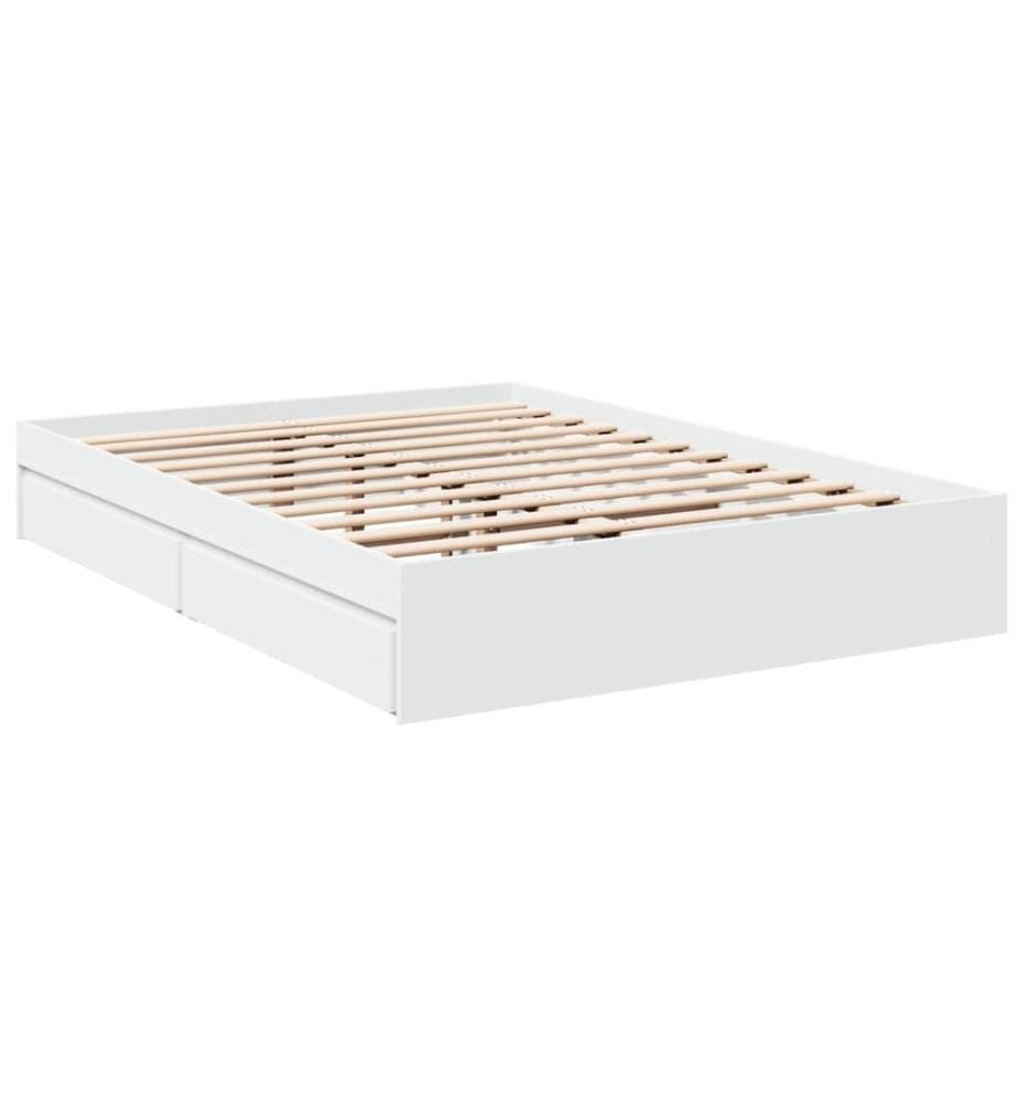 Bettgestell mit Schubladen Weiss 140x200 cm Holzwerkstoff