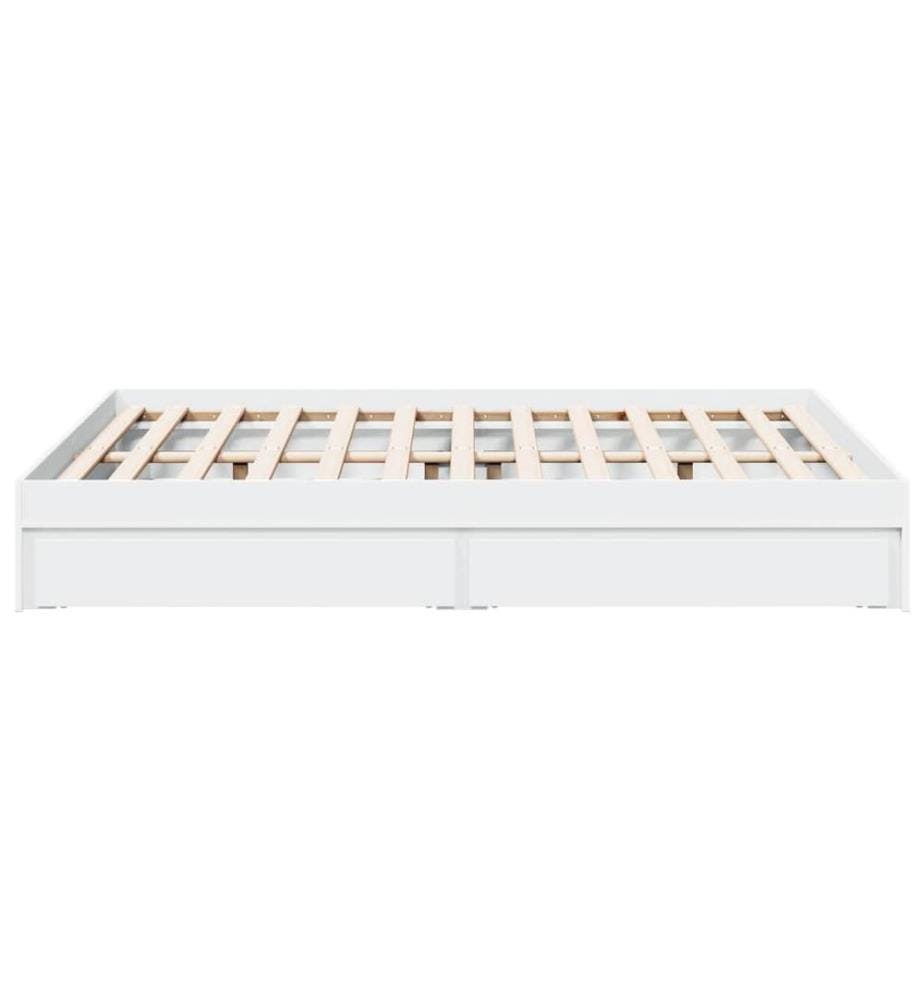 Bettgestell mit Schubladen Weiss 140x200 cm Holzwerkstoff