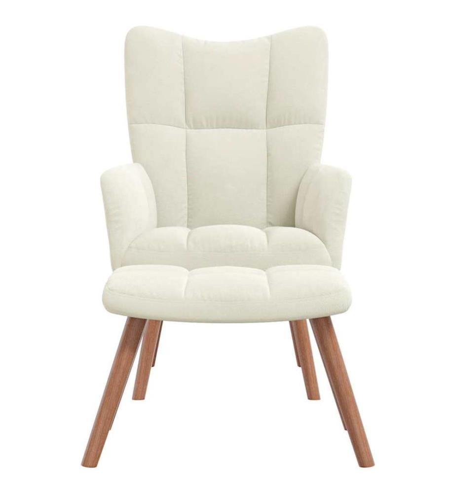 Relaxsessel mit Hocker Cremeweiss Samt