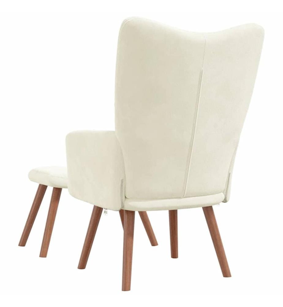 Relaxsessel mit Hocker Cremeweiss Samt