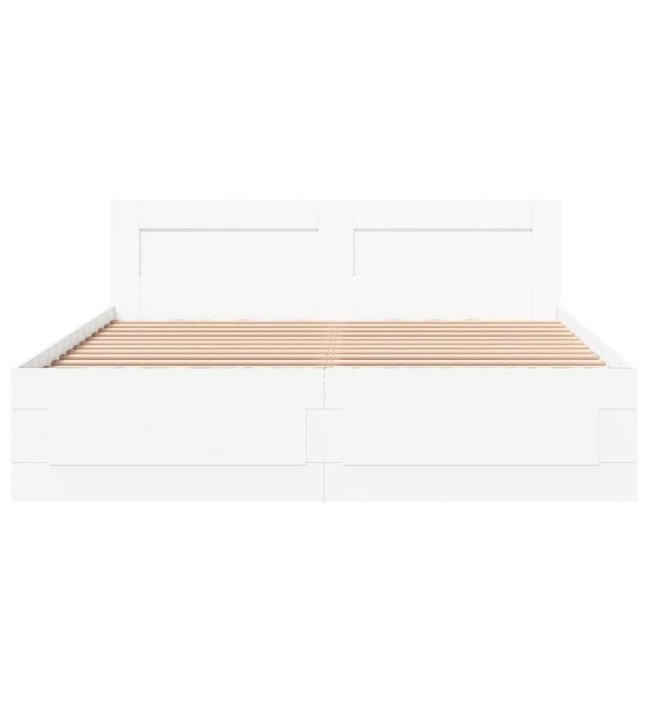 Cadre de lit avec tête de lit sans matelas blanc 160x200 cm
