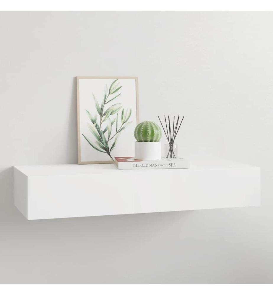 Wandregal mit Schublade Weiss 60x23,5x10 cm MDF