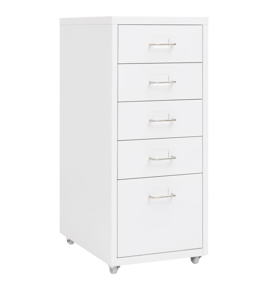 Aktenschrank mit Rollen Weiss 28x41x69 cm Metall