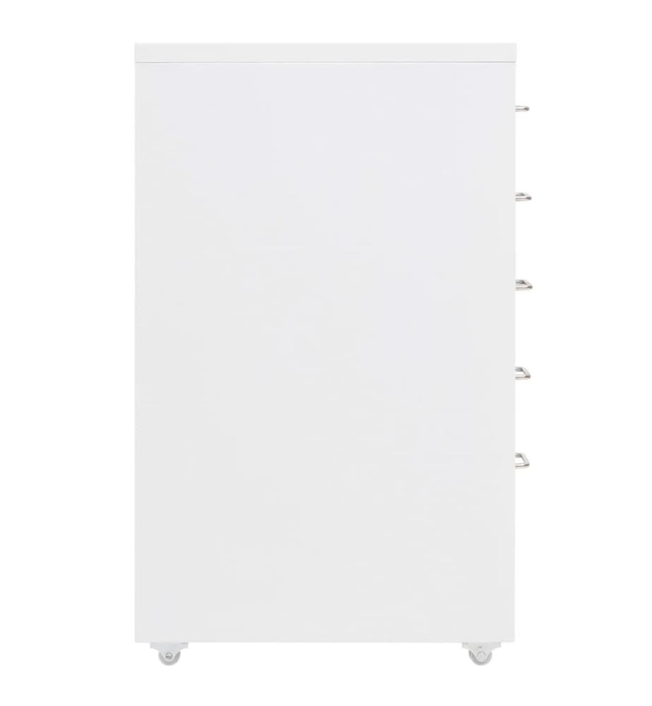 Aktenschrank mit Rollen Weiss 28x41x69 cm Metall
