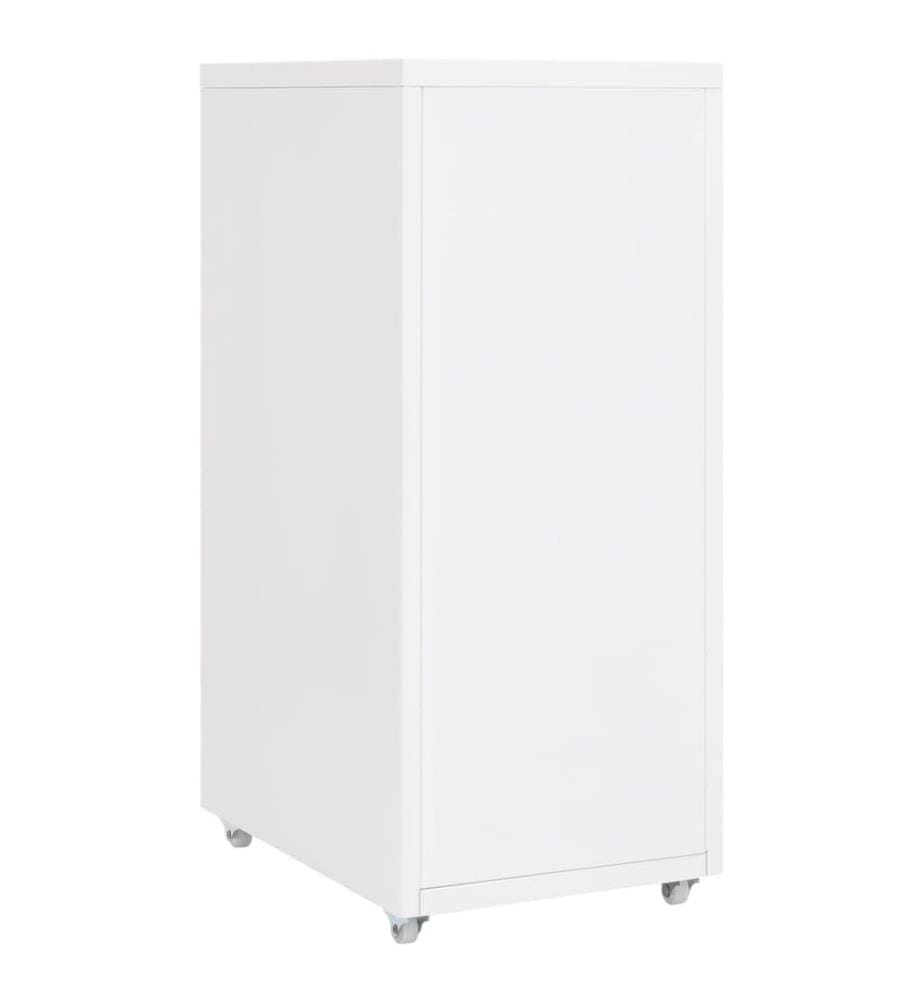 Aktenschrank mit Rollen Weiss 28x41x69 cm Metall