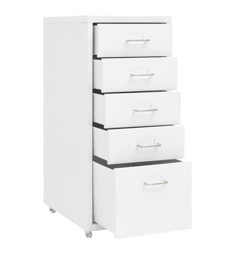 Aktenschrank mit Rollen Weiss 28x41x69 cm Metall