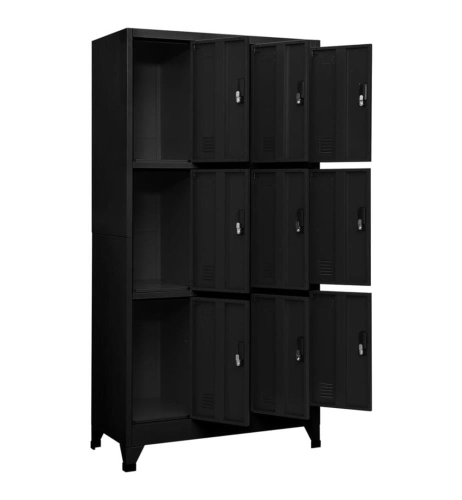 Schliessfachschrank Schwarz 90x45x180 cm Stahl