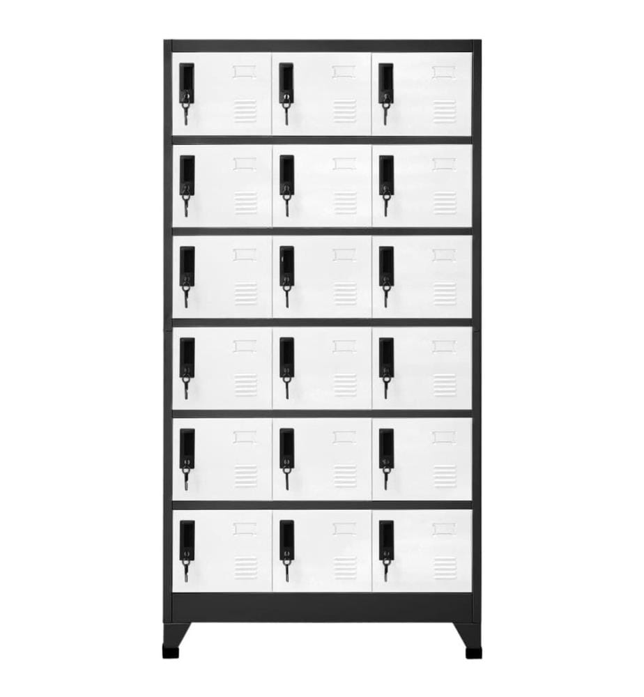 Schliessfachschrank Anthrazit und Weiss 90x40x180 cm Stahl