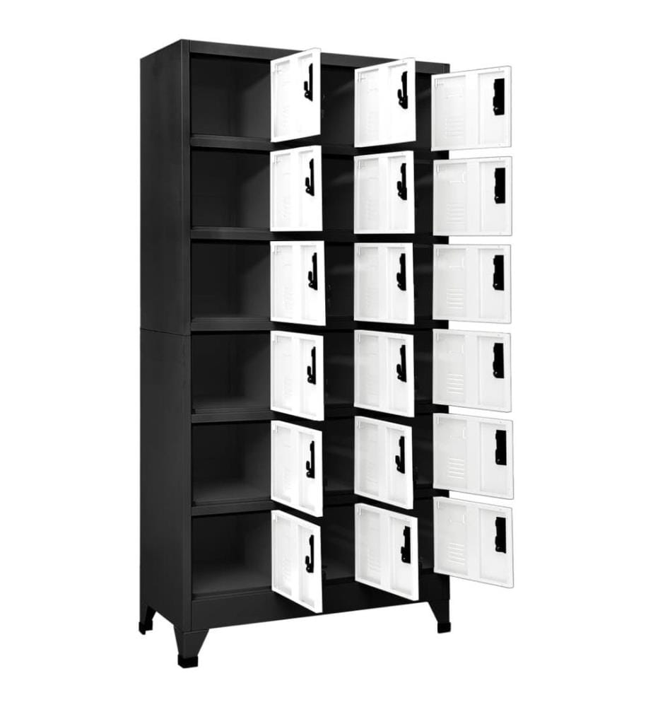 Schliessfachschrank Anthrazit und Weiss 90x40x180 cm Stahl