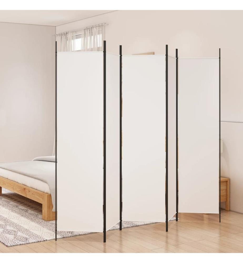5-tlg. Paravent Weiss 250x200 cm Stoff