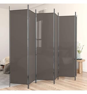 6-tlg. Paravent Anthrazit 300x200 cm Stoff