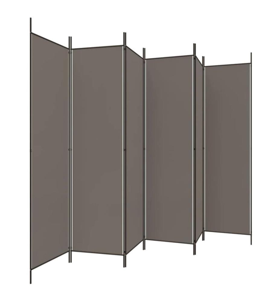 6-tlg. Paravent Anthrazit 300x200 cm Stoff