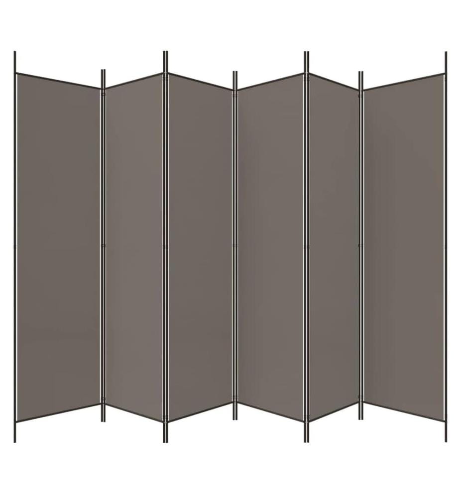 6-tlg. Paravent Anthrazit 300x200 cm Stoff