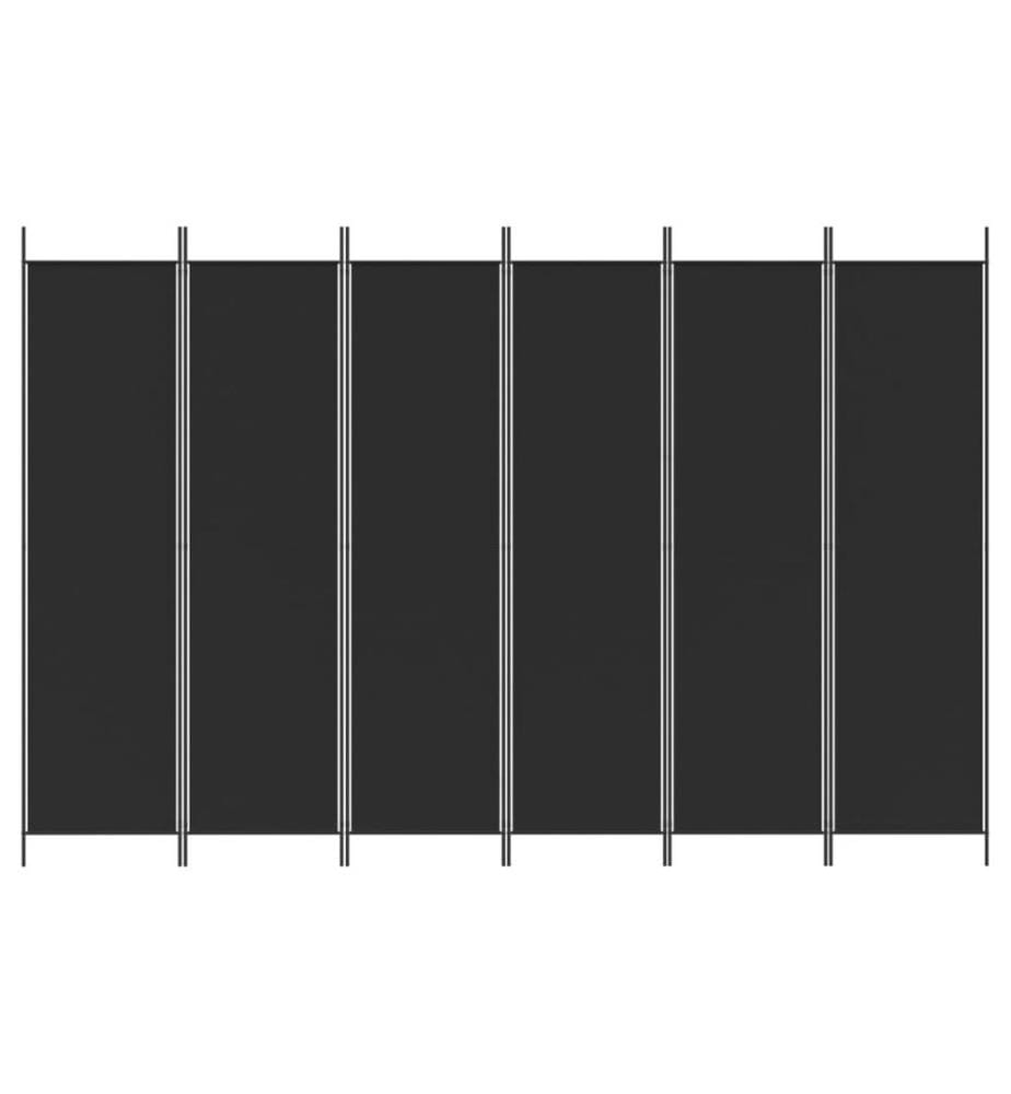6-tlg. Paravent Schwarz 300x200 cm Stoff