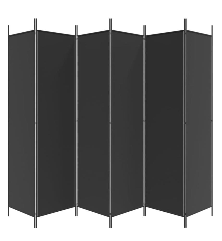 6-tlg. Paravent Schwarz 300x200 cm Stoff