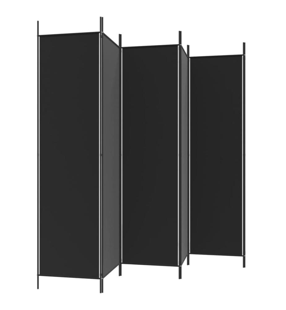 6-tlg. Paravent Schwarz 300x200 cm Stoff
