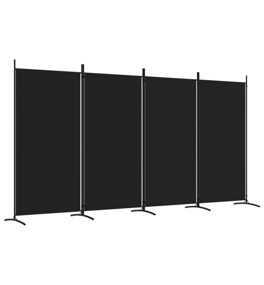 4-tlg. Paravent Schwarz 346x180 cm Stoff