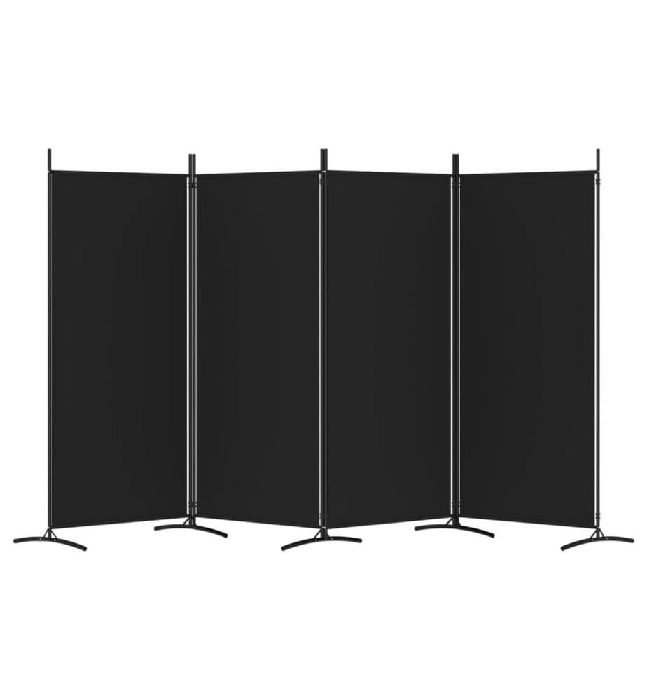 4-tlg. Paravent Schwarz 346x180 cm Stoff