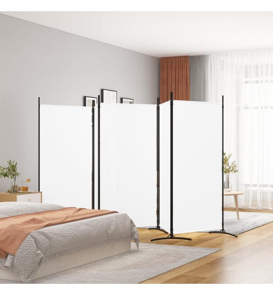 5-tlg. Paravent Weiss 433x180 cm Stoff