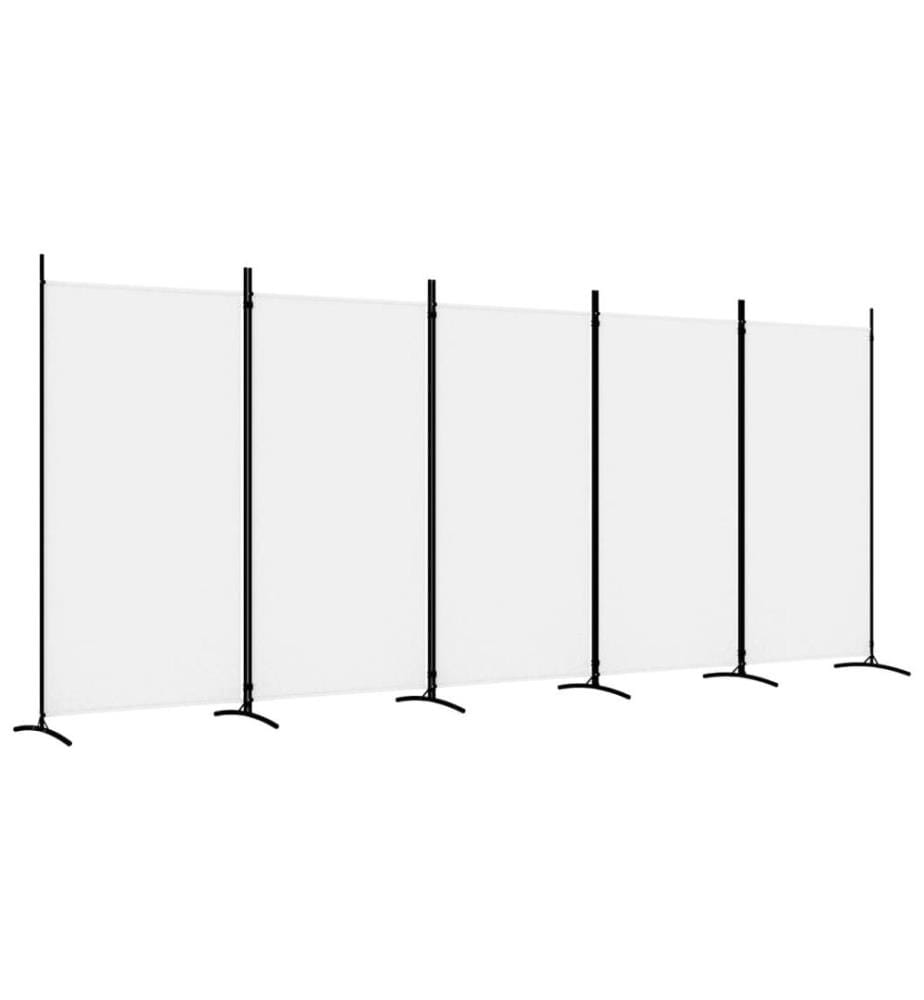 5-tlg. Paravent Weiss 433x180 cm Stoff