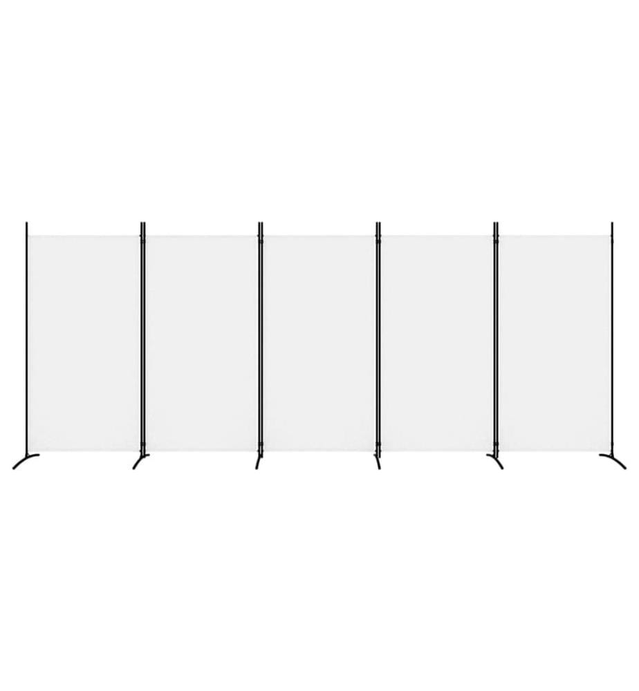 5-tlg. Paravent Weiss 433x180 cm Stoff