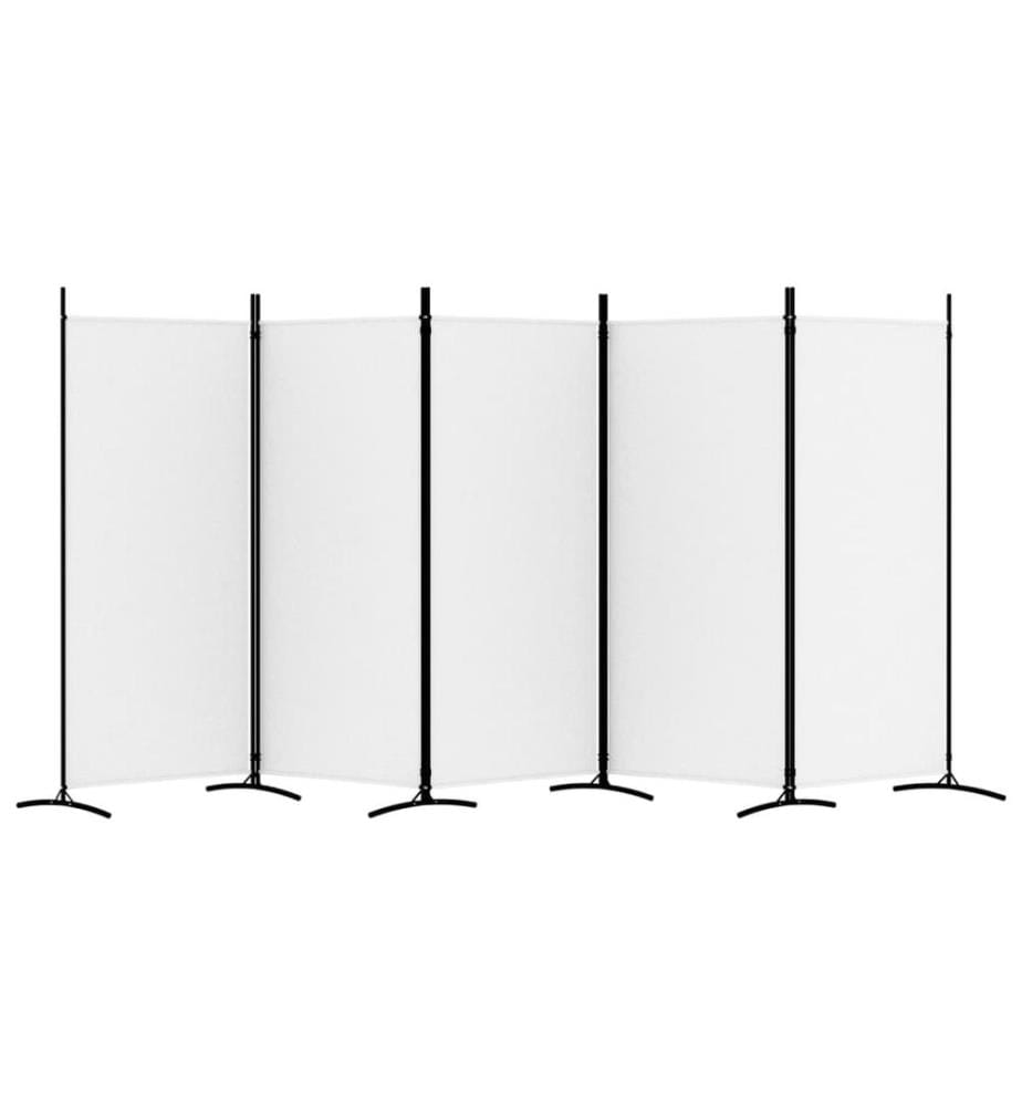 5-tlg. Paravent Weiss 433x180 cm Stoff