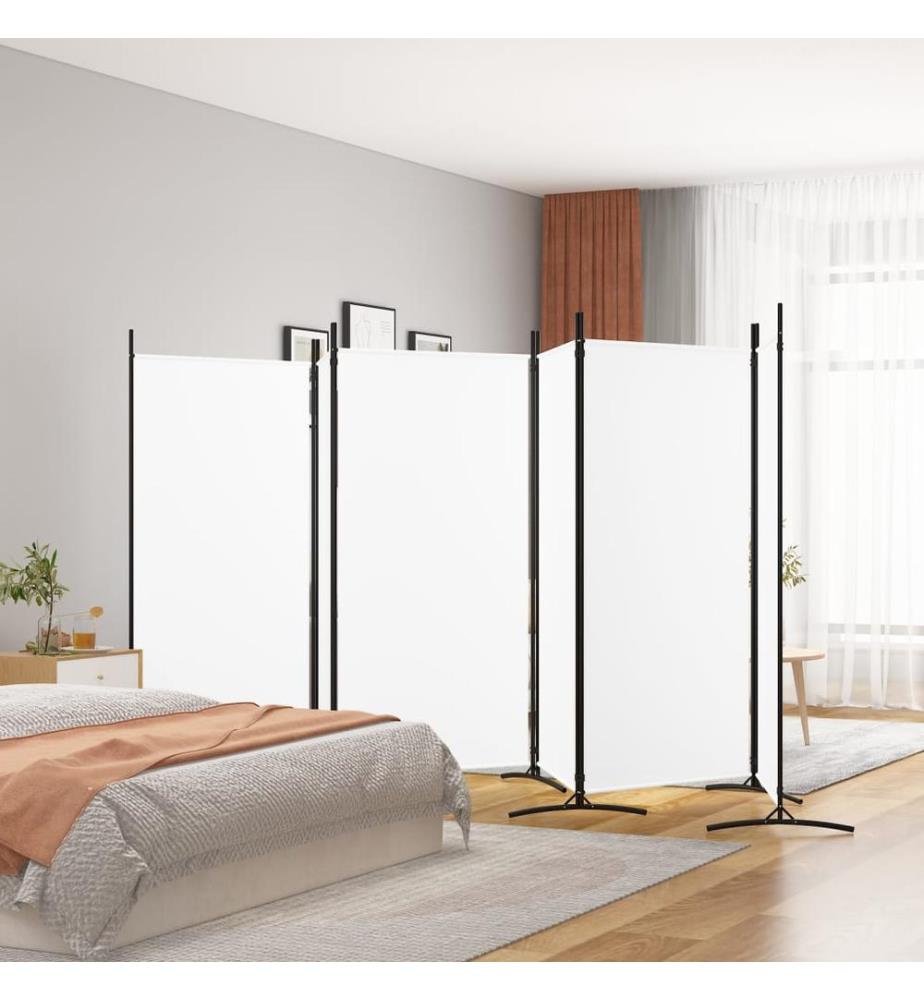 6-tlg. Paravent Weiss 520x180 cm Stoff