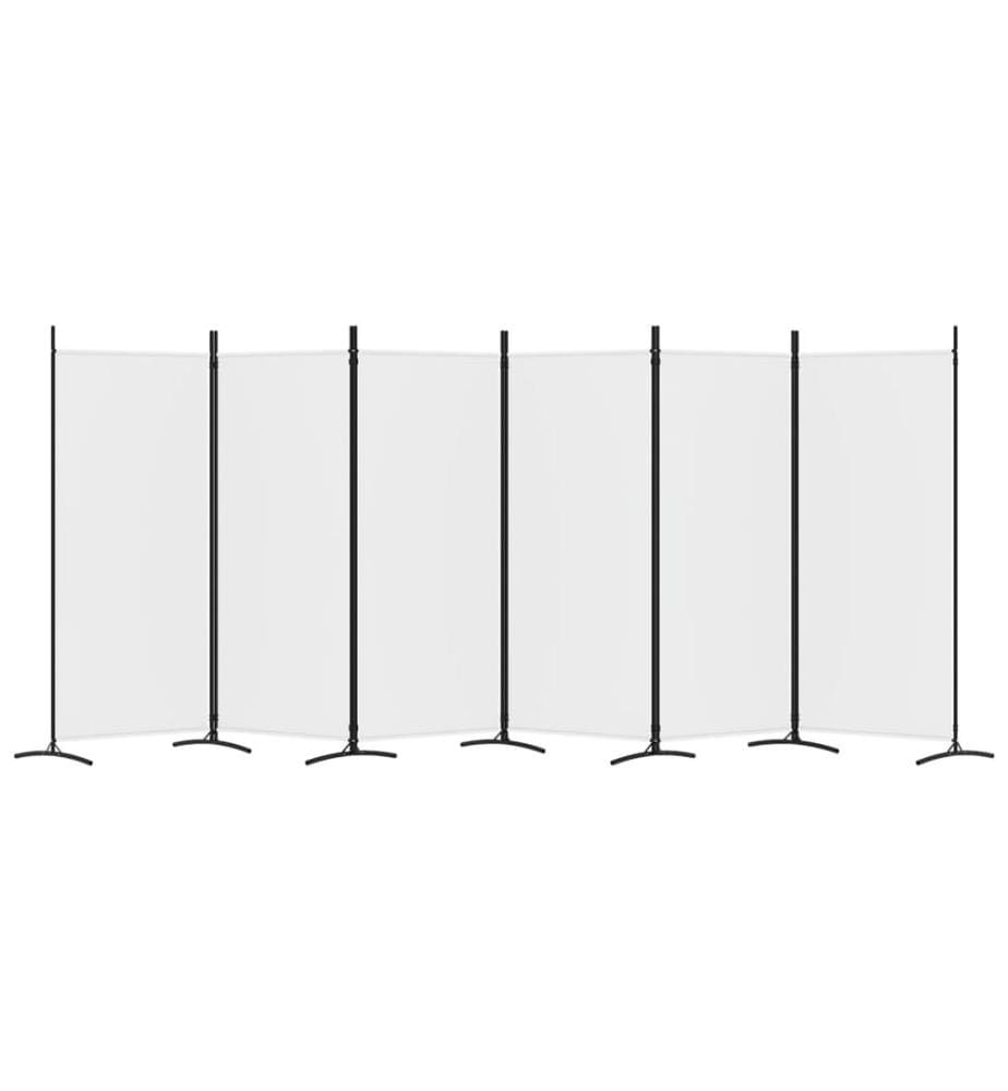 6-tlg. Paravent Weiss 520x180 cm Stoff