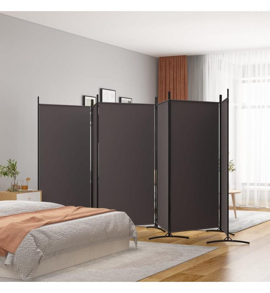 6-tlg. Paravent Braun 520x180 cm Stoff