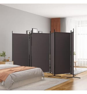 6-tlg. Paravent Braun 520x180 cm Stoff