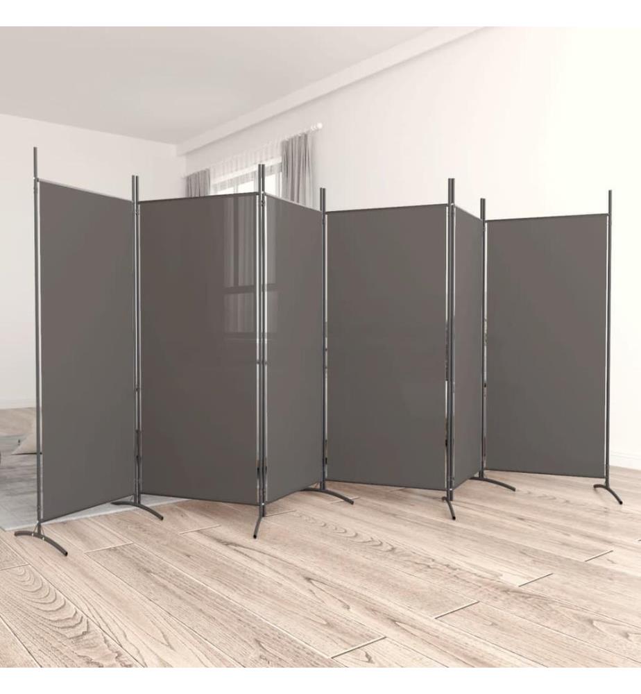 6-tlg. Paravent Anthrazit 520x180 cm Stoff