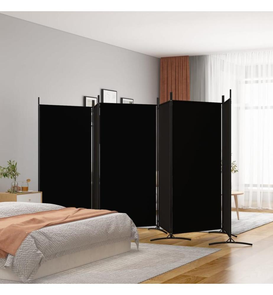 6-tlg. Paravent Schwarz 520x180 cm Stoff