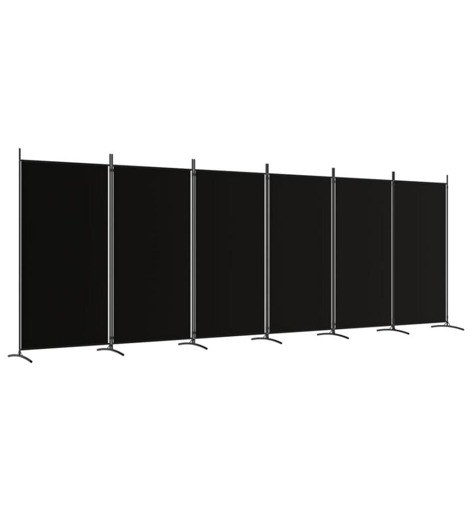6-tlg. Paravent Schwarz 520x180 cm Stoff
