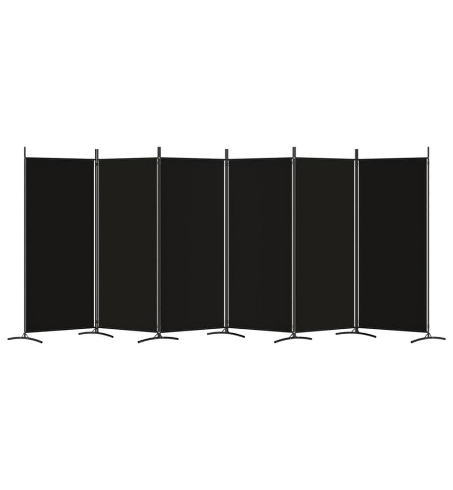 6-tlg. Paravent Schwarz 520x180 cm Stoff