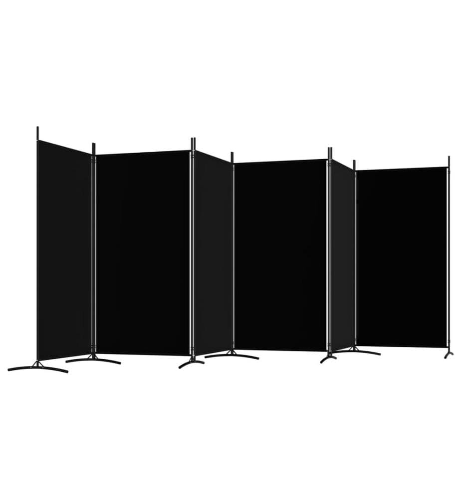 6-tlg. Paravent Schwarz 520x180 cm Stoff